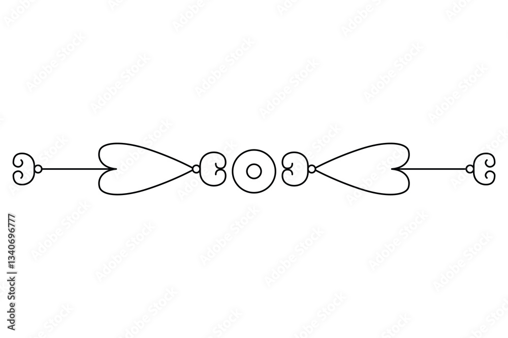 Flourish calligraphic design element. Page decoration symbol to embellish your layout. Linear of vintage swirl