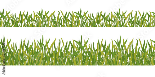 Grass border banner. Green grass seamless vector illustration. Set of nature patterns.