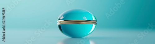 Teal Sphere with Gold Rings Isolated on a Light Blue Background Displaying Elegant Simplicity