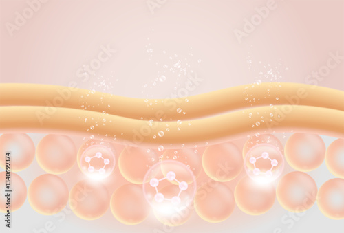 Skin Layer And Skin Cell, Serum Oil Drop On Acne Skin Cell, Moisturizer, Collagen serum