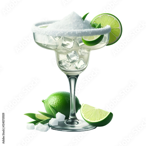 Margarita in a glass isolated on white background