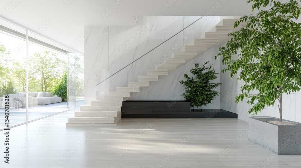 Obraz premium Modern Home Interior Staircase Design.
