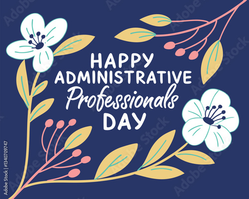 Show your appreciation with this elegant floral Administrative Professionals Day greeting card design. Celebrate your hardworking administrative team with this beautiful and modern floral illustration