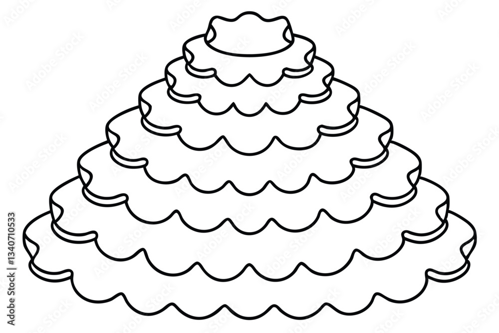 Tiered ruffle line art black and white sketch.eps Tiered ruffle line art black and white sketch.eps