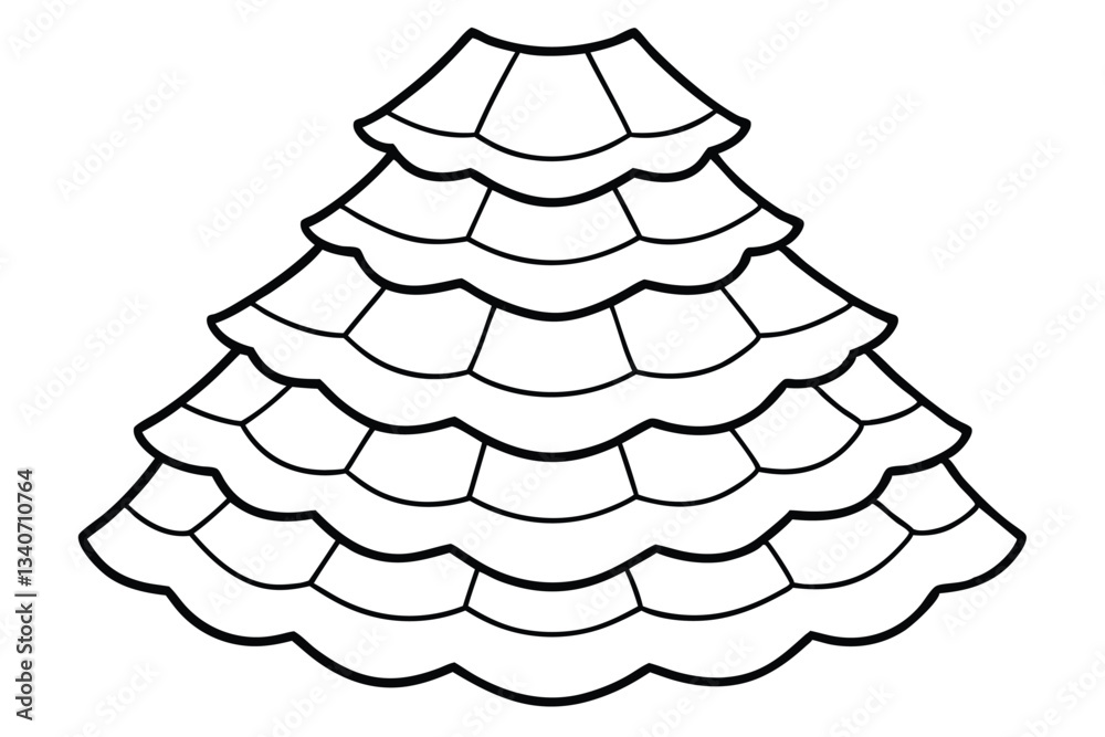 Tiered ruffle line art elegant outline for fabric.eps Tiered ruffle line art elegant outline for fabric.eps