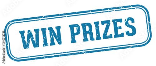 win prizes stamp. win prizes rectangular stamp on white background