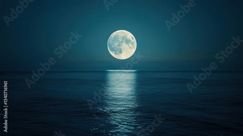 A luminous full moon illuminates the dark ocean waters tonight