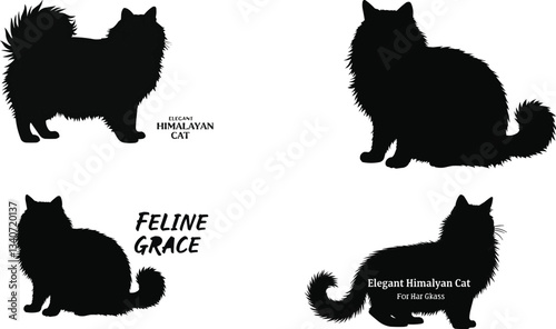 Canvas Print set of cats silhouettes