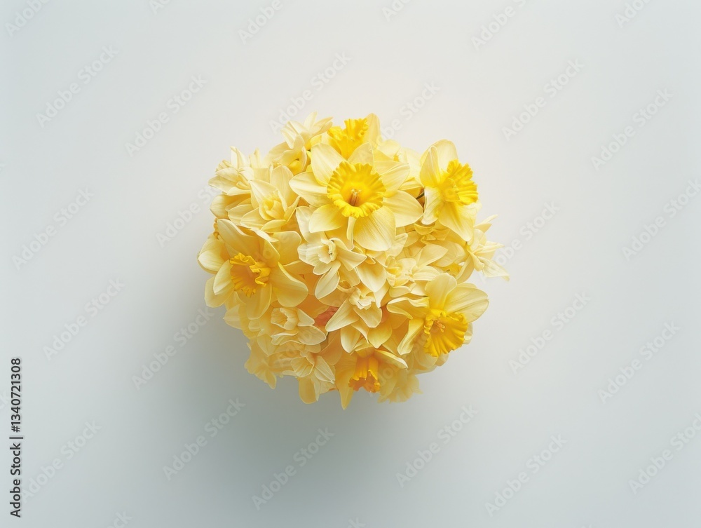 Realistic highquality 4K photo isolated yellow daffodils bouquet top view Realistic highquality 4K photo isolated yellow daffodils bouquet top view