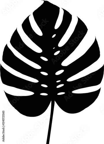 Minimalist illustration of a Monstera leaf - Adam's Rib, silhouette style