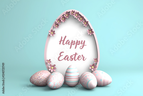 Happy Easter pastel colored with eggs