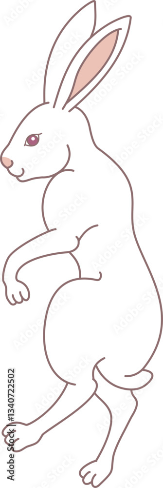 Fototapeta premium White rabbit illustration. Easter bunny character cartoon.