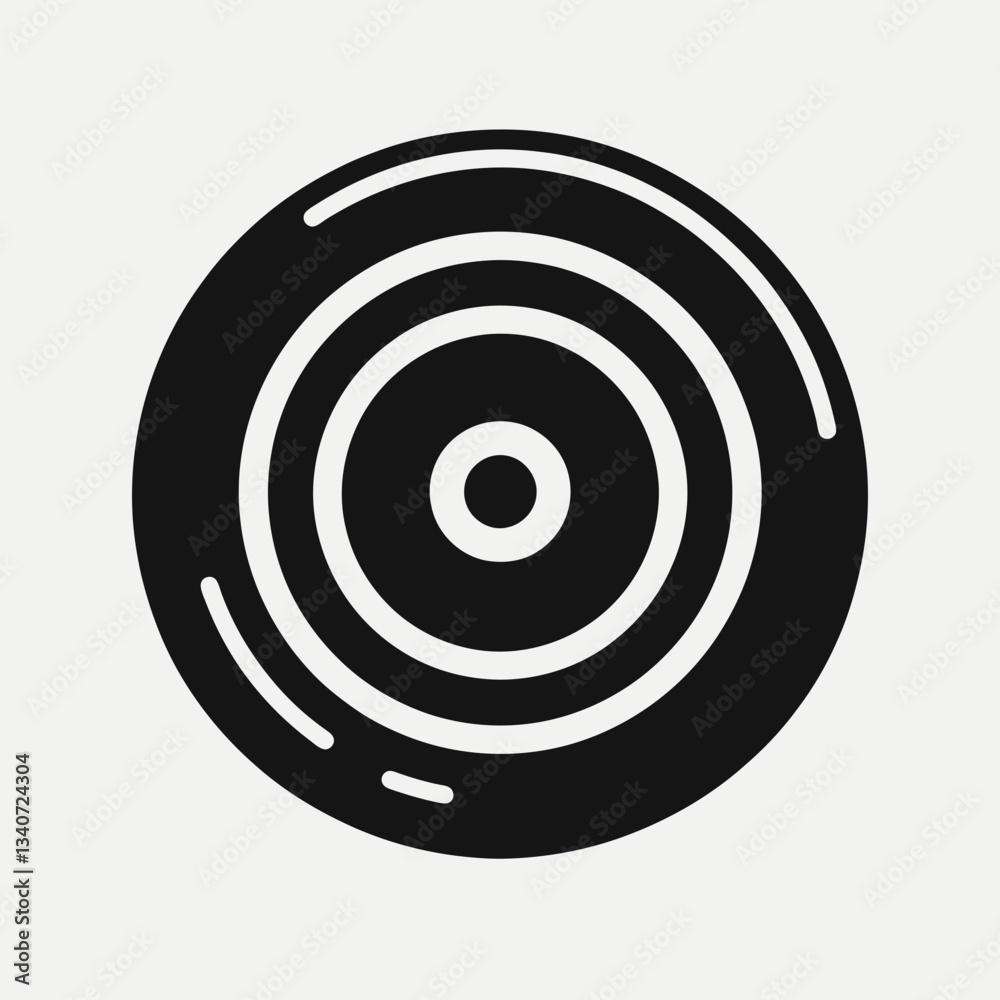 very simple flat and minimalist Frisbee silhouette in black on a white background very simple flat and minimalist Frisbee silhouette in black on a white background
