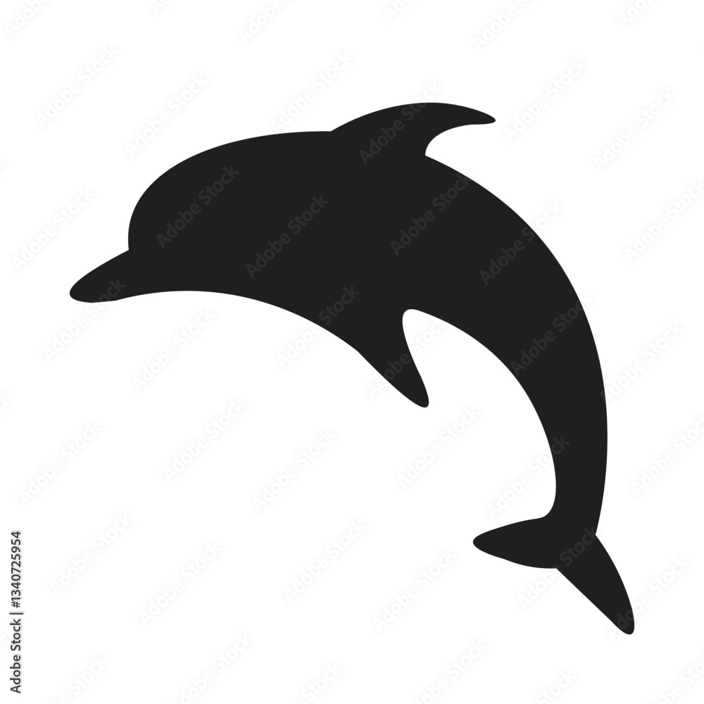 Fototapeta premium Dolphin Silhouette Vector | Jumping Dolphin Icon | Black Marine Animal Illustration