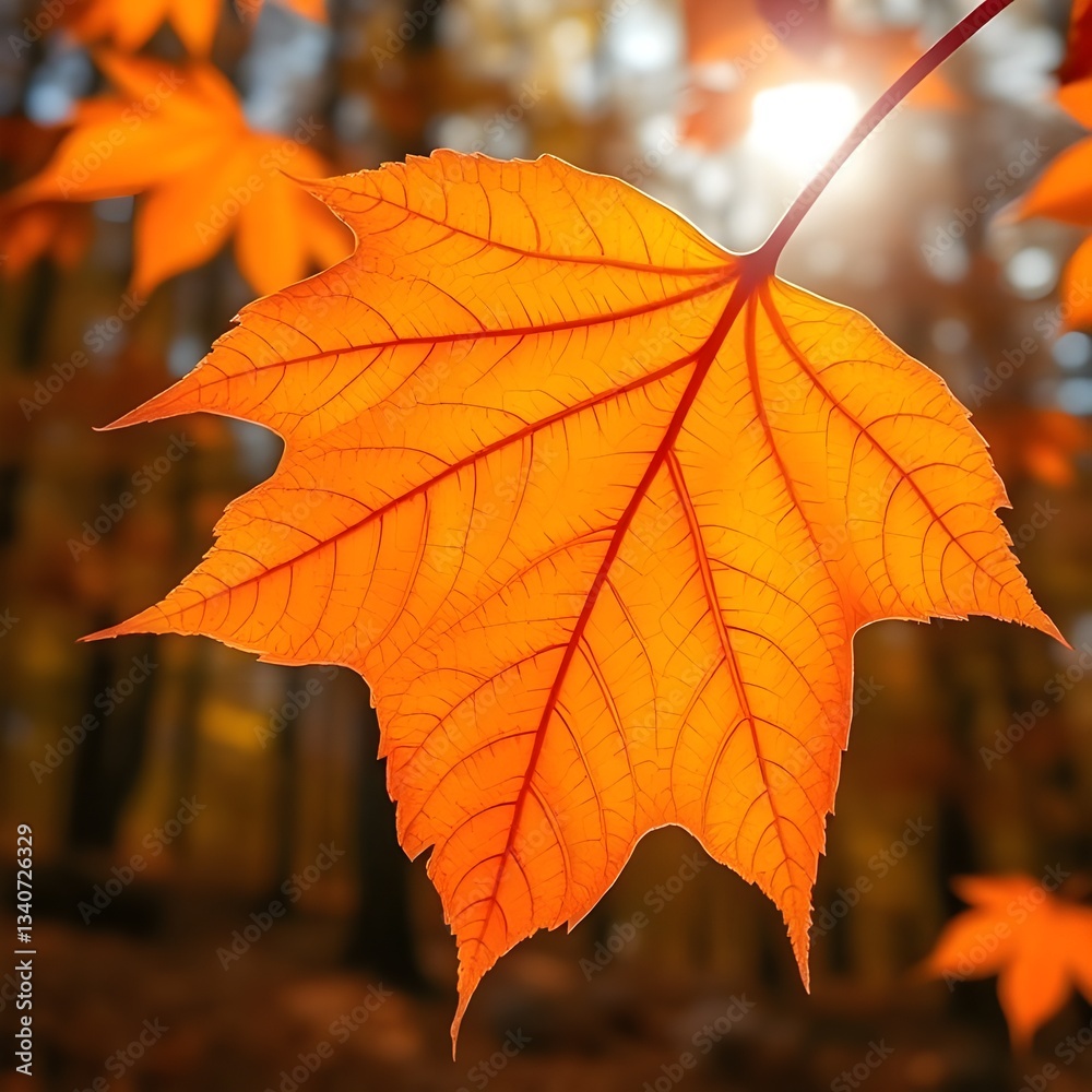 Obraz premium Sunlit Maple Leaf with Glowing Edges