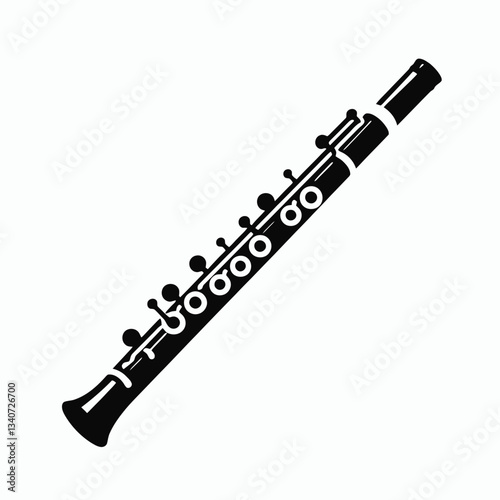 very simple flat and minimalist Flute silhouette in black on a white background