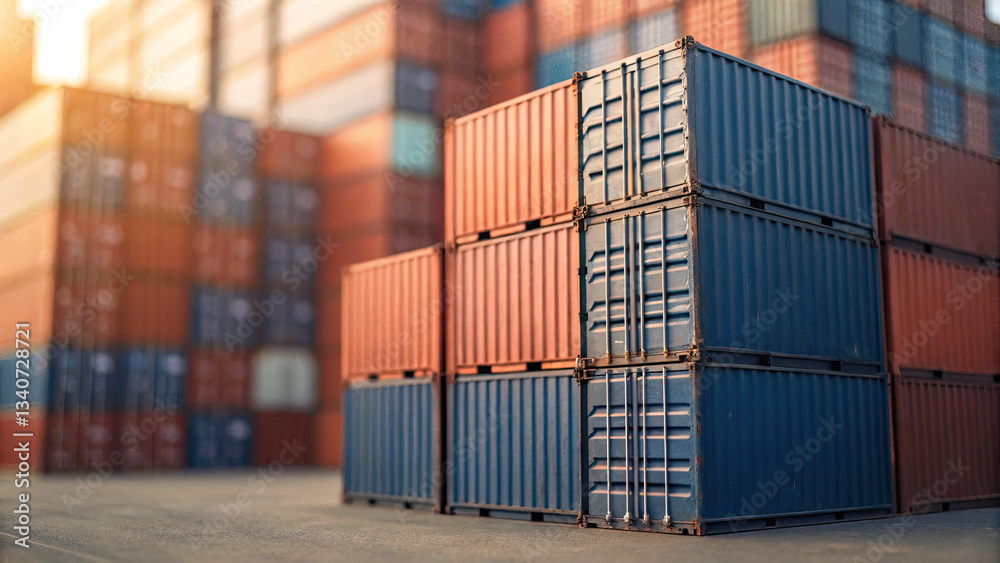 Close-up of a stack of international shipping containers symbolizing global trade and tariffs, representing logistics, import export, and worldwide commerce concepts. Close-up of a stack of international shipping containers symbolizing global trade and tariffs, representing logistics, import export, and worldwide commerce concepts.