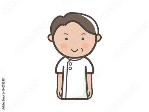 笑顔で正面を向く男性整体師（マッサージ師）の上半身イラスト