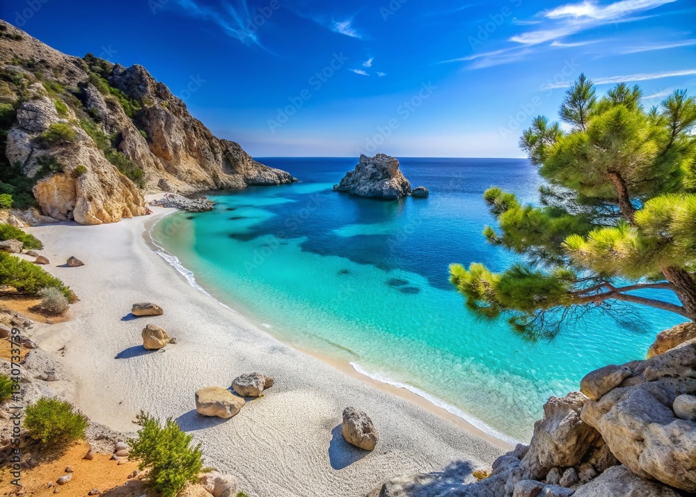 Fototapeta premium Secluded Karpathos Beach: Minimalist Greek Island Paradise