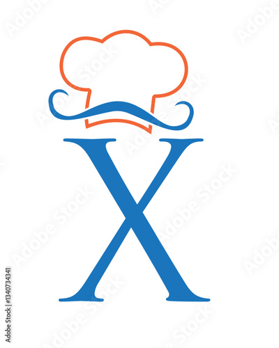 Initial Letter X Chef Hat Symbol For Restaurant Logo Design Vector Template