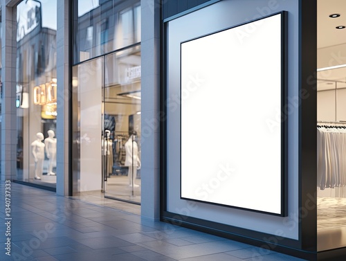 Blank Shop Window Sign for City Street.