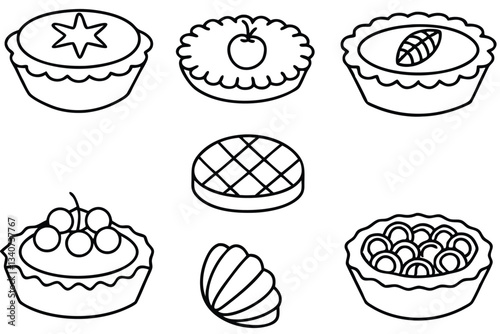 tart line art minimalist approach to dessert drawings.eps
