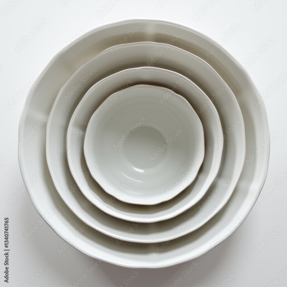 Obraz premium Set of white ceramic plates in various sizes