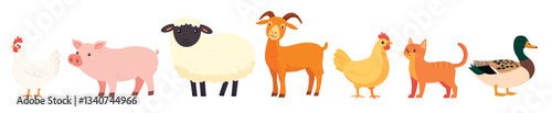 Diverse cartoon animal illustrations, element vector set