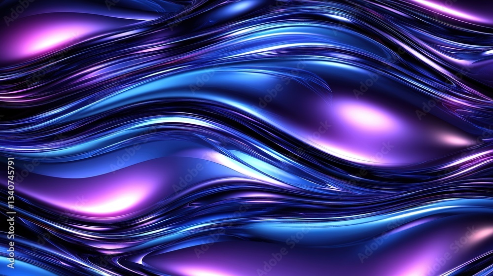 Metallic blue and purple waves flowing abstract background. Ai generative Metallic blue and purple waves flowing abstract background. Ai generative