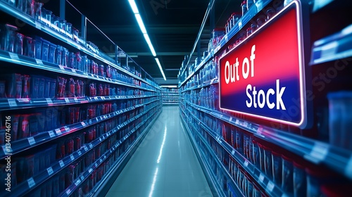 Wallpaper Mural Empty supermarket shelves with "Out of Stock" sign. Torontodigital.ca