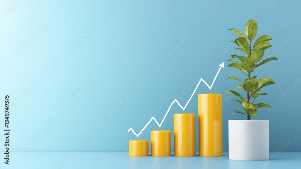 Growth, Progress, and Success: A Visual Representation of upward trajectory and plant growth Growth, Progress, and Success: A Visual Representation of upward trajectory and plant growth