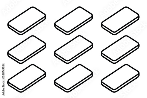 tablet line art illustration used in tech presentations.eps