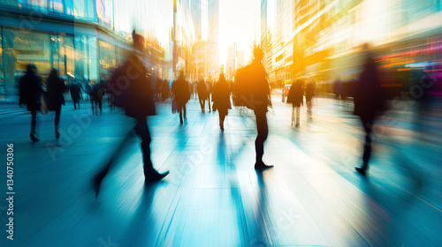 Movement of businessmen and office workers in workplaces and office background. Ai generate.