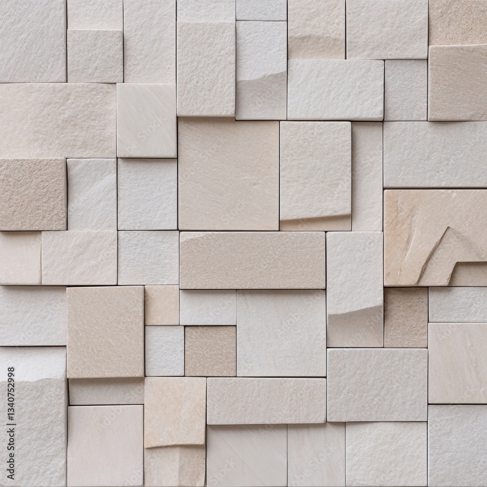 Large-format stone cladding tiles in a seamless geometric arrangement, ultra-modern look Large-format stone cladding tiles in a seamless geometric arrangement, ultra-modern look