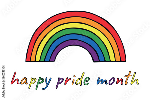 Free Download Colorful rainbow shape Gay pride flag Happy pride day LGBTQ community Pride Month Vector hand drawn doodle for posters, stickers, logo, cards - GFXLoad
