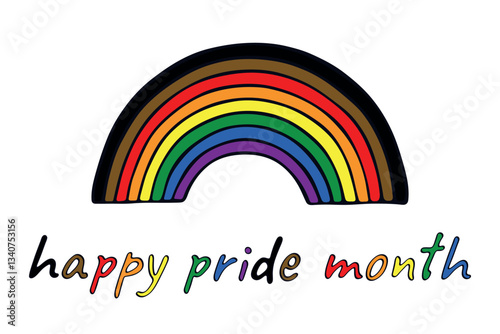Free Download Colorful rainbow shape Gay pride flag Happy pride day LGBTQ community Pride Month Vector hand drawn doodle for posters, stickers, logo, cards - GFXLoad