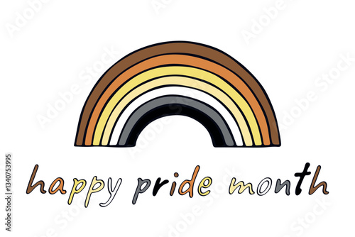Colorful rainbow shape Bear brotherhood pride flag Happy pride day LGBTQIA community Pride Month Vector hand drawn doodle for posters, stickers, logo, cards