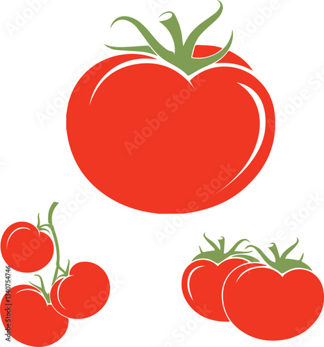 red tomato with green leaves