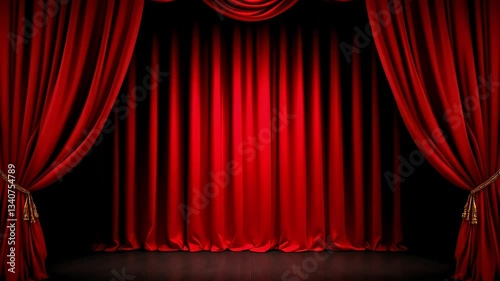 Wallpaper Mural Red Velvet Stage Curtains and Dark Background Torontodigital.ca