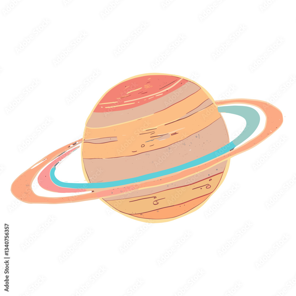 Fototapeta premium Cute saturn illustration astronomy universe planet vector