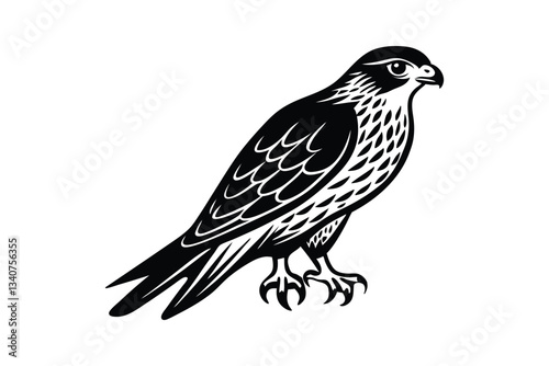 Silhouette vector art illustration of a hawk head slightly turned to the side.eps