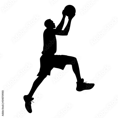 Silhouette of basketball player sports handball athletic vector
