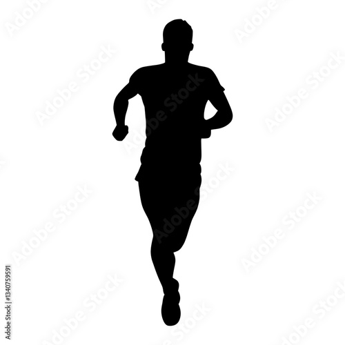 Running silhouette person backlighting vector