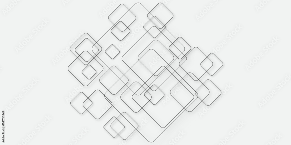 Obraz premium Abstract geometric connect lines. Black and white abstract background with squares. Minimal white template and poster geometric background. Abstract geometric pattern square and random black lines