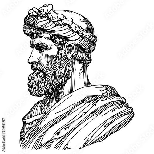 vectorGreek sculpture hand drawn art mythological illustration
