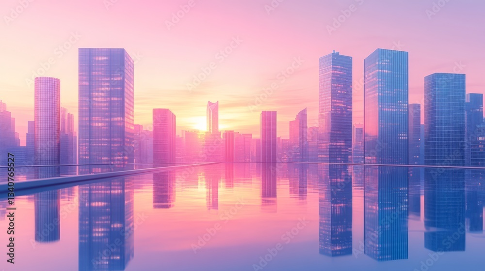 Fototapeta premium Beautiful reflections of skyscrapers over a peaceful and calming vista