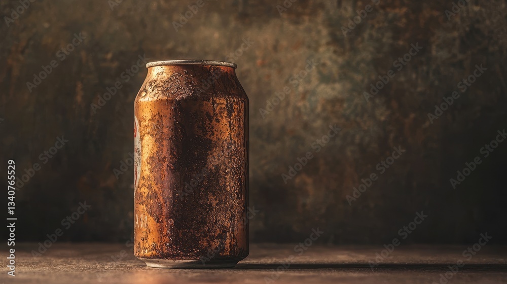 Aged Aluminum Soda Can Displaying Significant Rust and Wear Aged Aluminum Soda Can Displaying Significant Rust and Wear