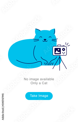 Empty State Illustration. Cat Taking a Selfie. No Image Available