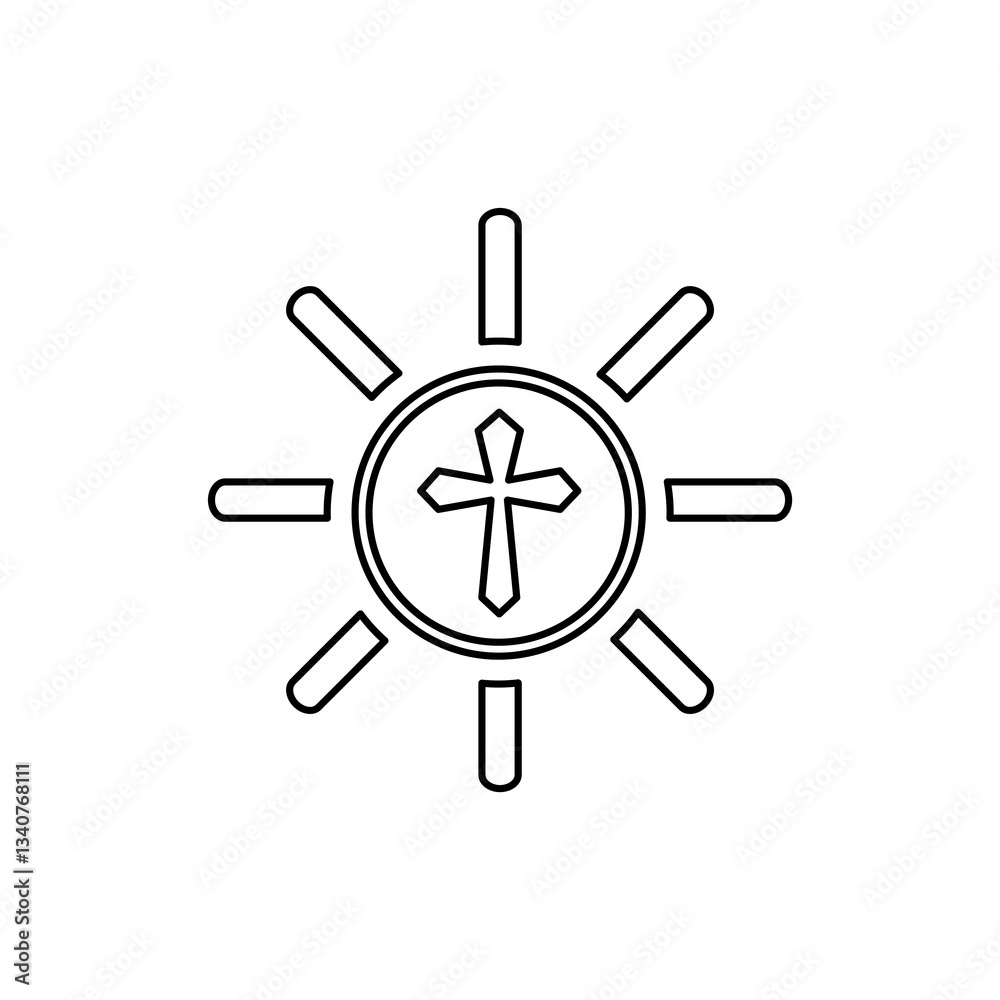 sun icon on white background, cross, vector illustration sun icon on white background, cross, vector illustration