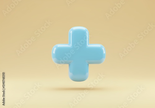 Charming 3D Blue Plus Sign Icon
